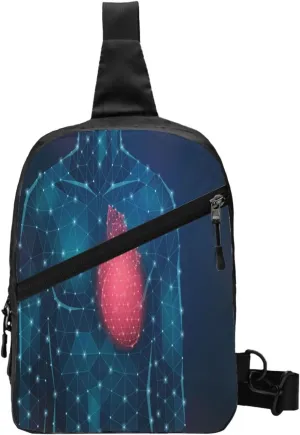 Medicine Science Heart Sling Bag for Men Women, Small Crossbody Sling Backpack Shoulder Chest Bag, Anti Theft Travel Hiking Sports