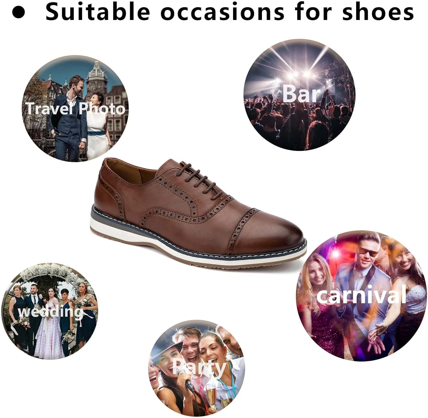 Meijiana Men's Oxfords Casual Dress Shoes Leather Lace Up Shoes for Men Business Oxford Shoes