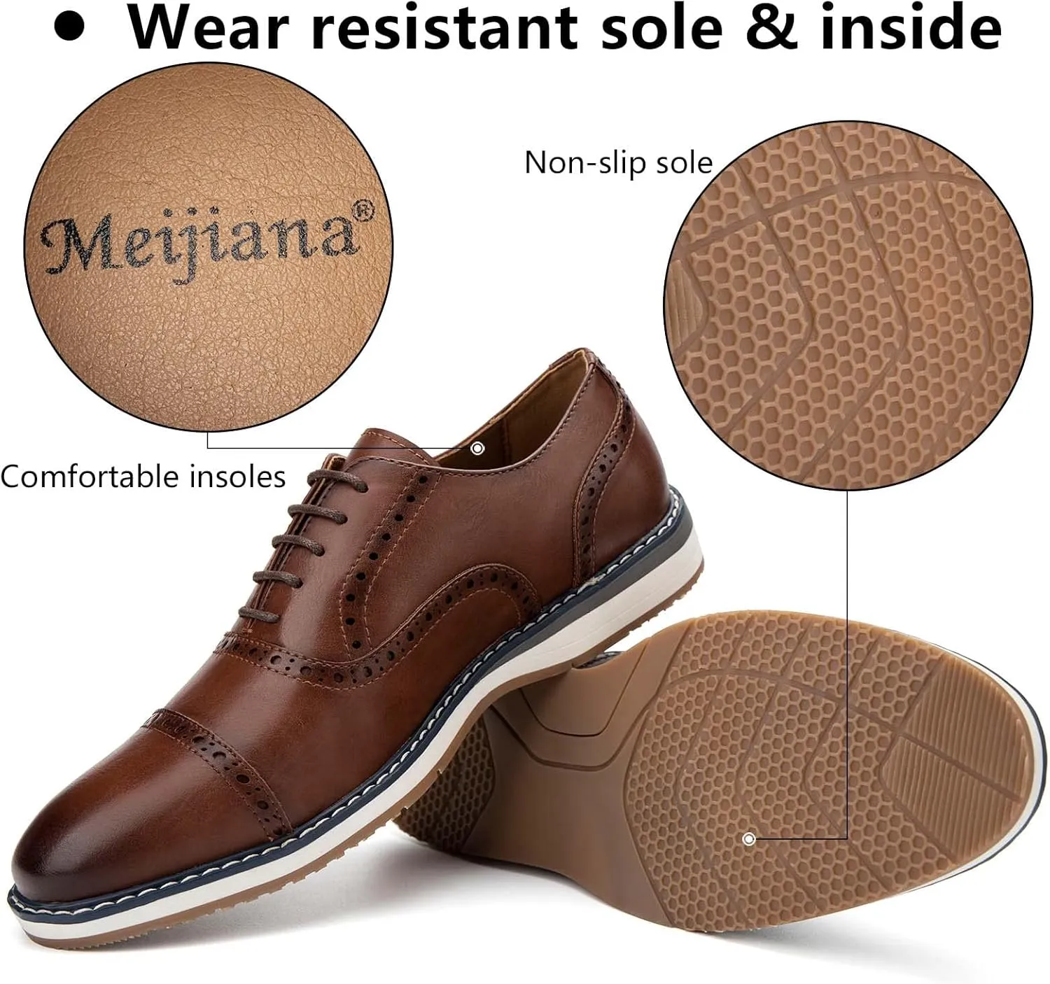 Meijiana Men's Oxfords Casual Dress Shoes Leather Lace Up Shoes for Men Business Oxford Shoes