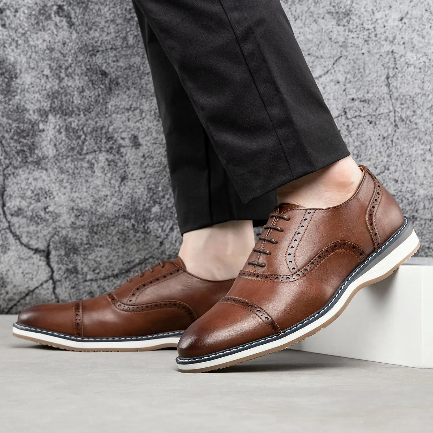 Meijiana Men's Oxfords Casual Dress Shoes Leather Lace Up Shoes for Men Business Oxford Shoes