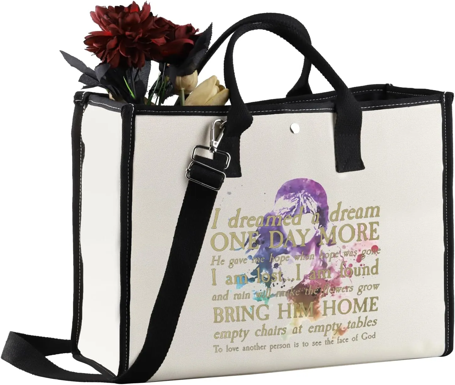 MEIKIUP Les Aesthetic Mis Quote Musical Canvas Tote Bag Musical Theater Fans Gift I Dreamed a Dream Tote Bag