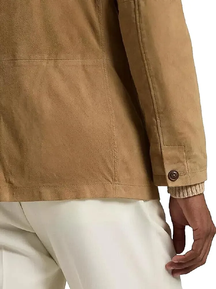 Men 2-Button Classic Suede Leather Blazer Sport Coat Jacket Single Breasted Blazer for Men