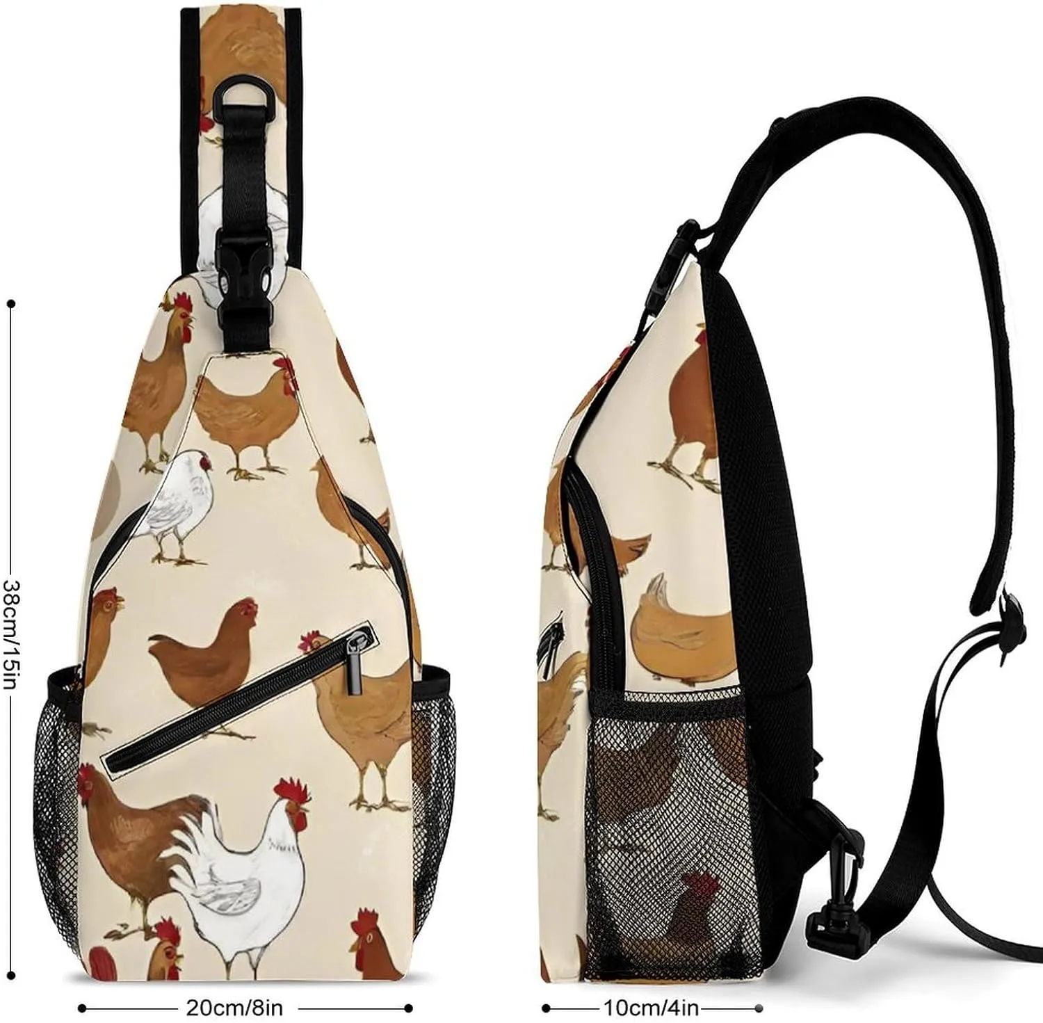 Men & Women Gym Crossbody Sack Satchel Outdoor Hiking Bag, A Brood Of Chickens Art Sling Bag Backpack Backpacking for Travel Hiking - Small Tool Backpack