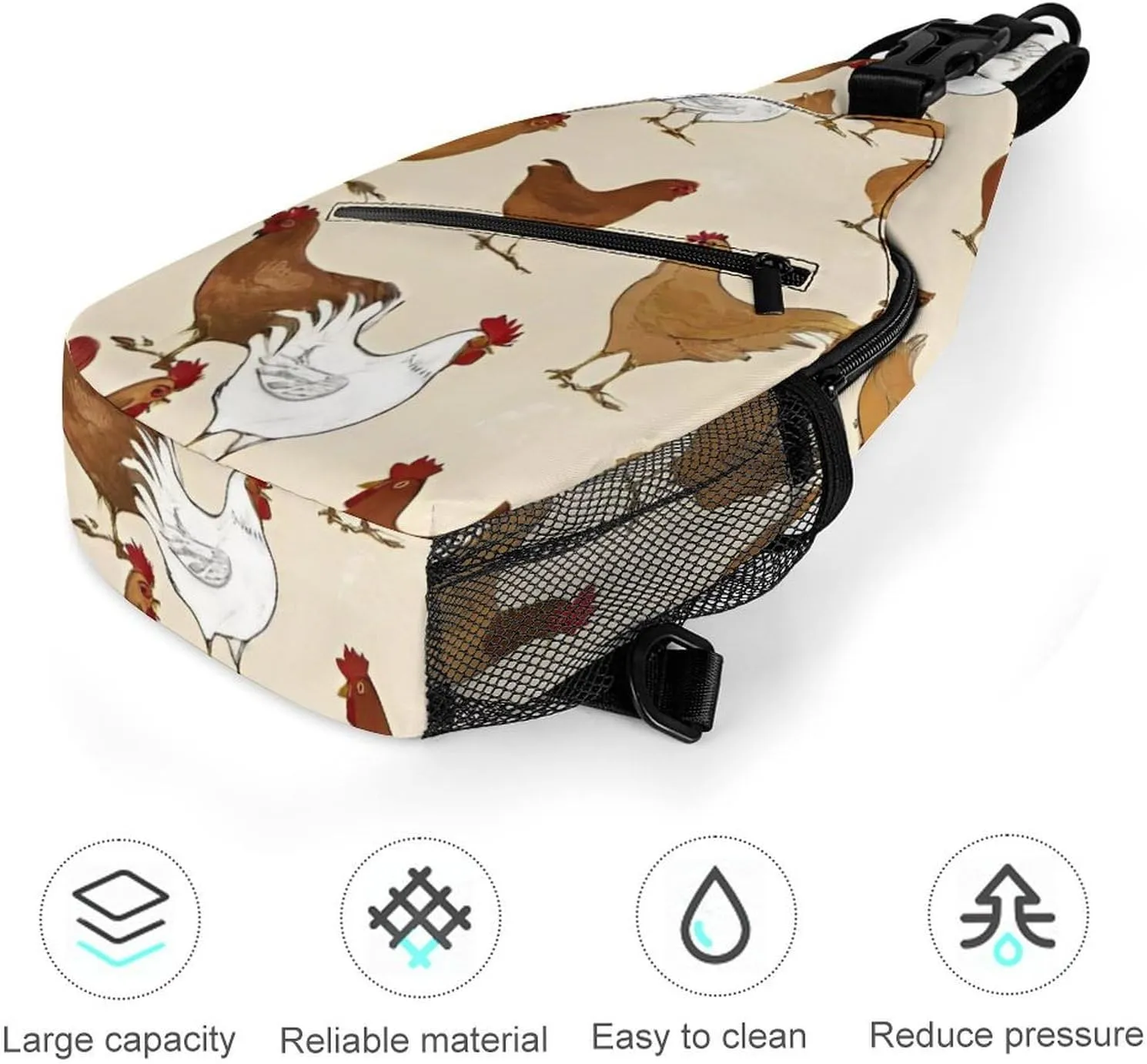 Men & Women Gym Crossbody Sack Satchel Outdoor Hiking Bag, A Brood Of Chickens Art Sling Bag Backpack Backpacking for Travel Hiking - Small Tool Backpack