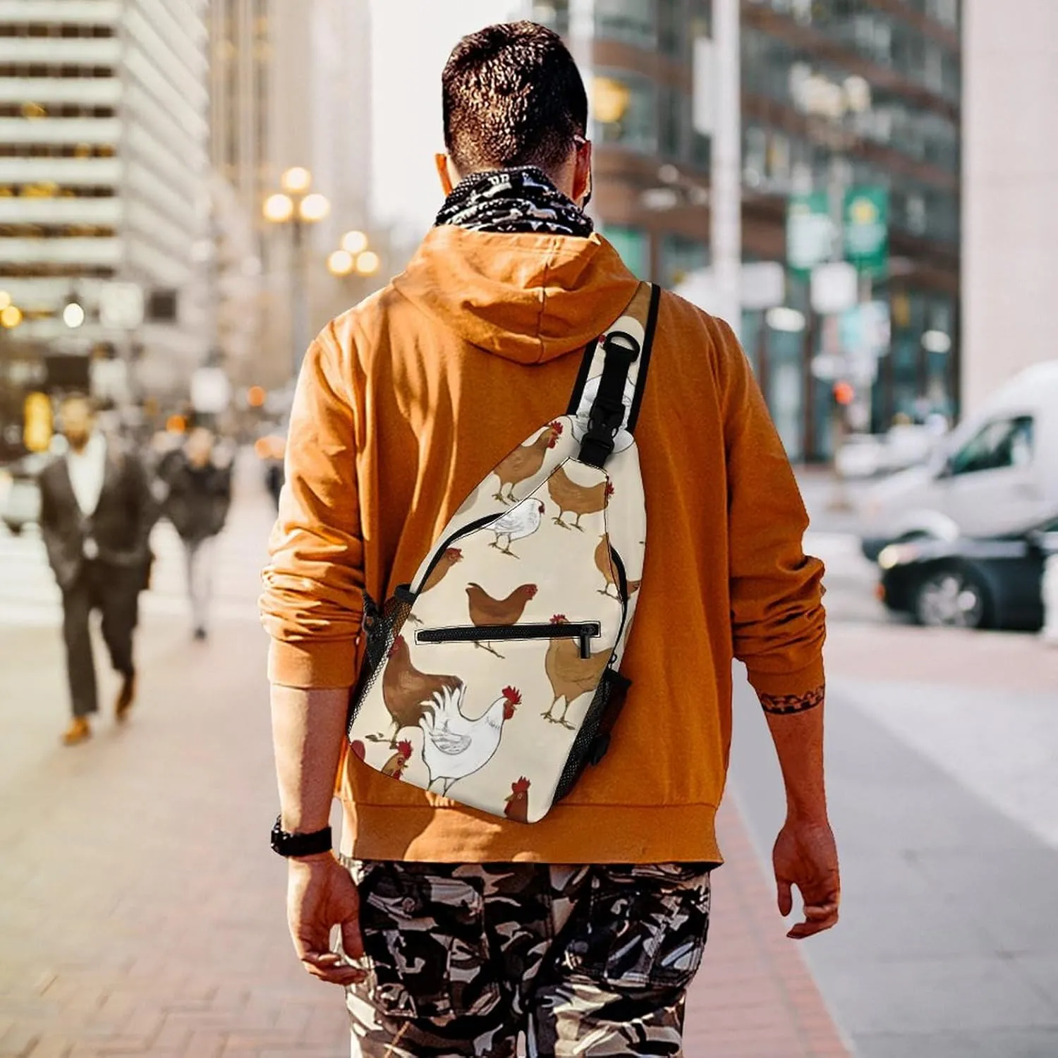 Men & Women Gym Crossbody Sack Satchel Outdoor Hiking Bag, A Brood Of Chickens Art Sling Bag Backpack Backpacking for Travel Hiking - Small Tool Backpack