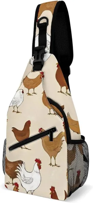Men & Women Gym Crossbody Sack Satchel Outdoor Hiking Bag, A Brood Of Chickens Art Sling Bag Backpack Backpacking for Travel Hiking - Small Tool Backpack