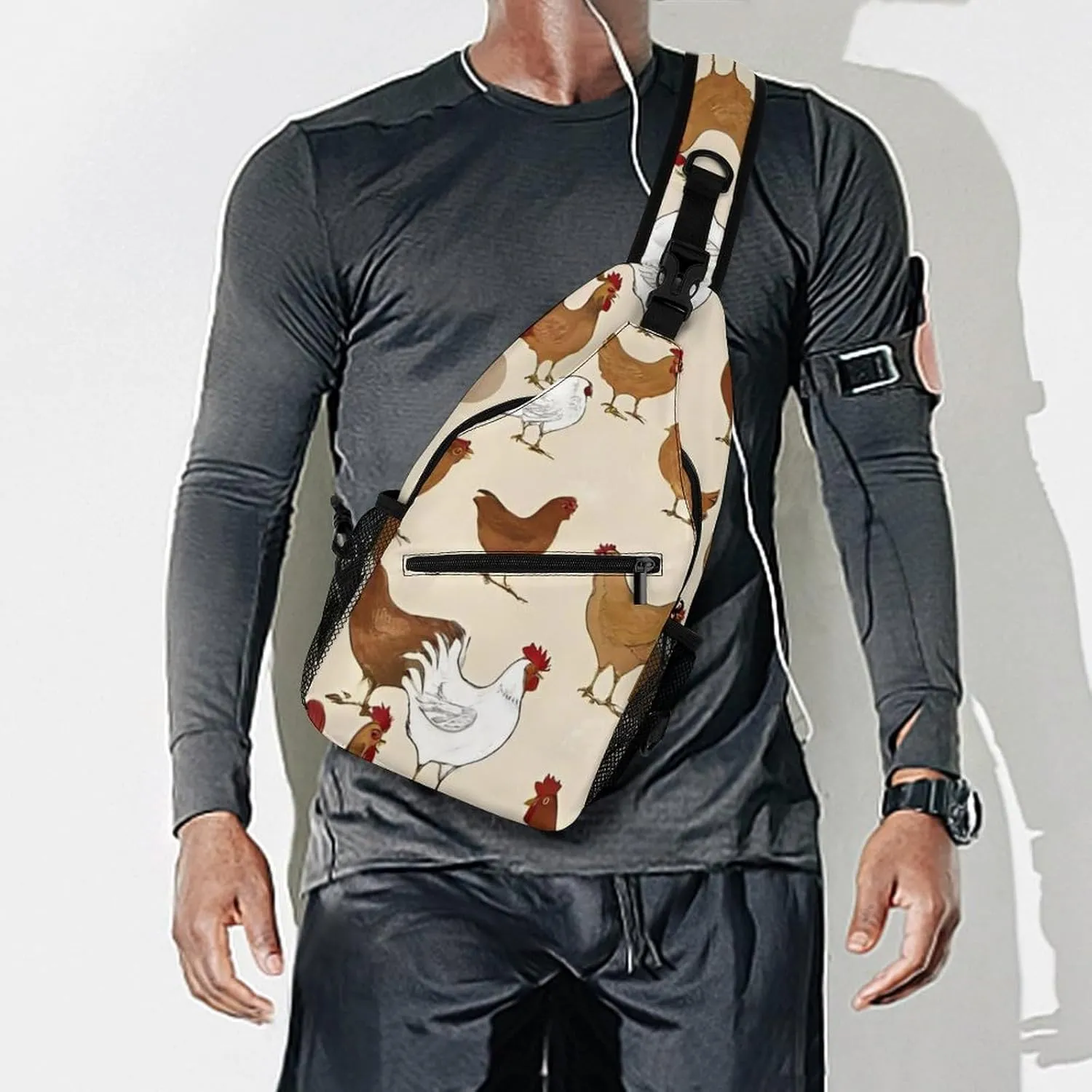 Men & Women Gym Crossbody Sack Satchel Outdoor Hiking Bag, A Brood Of Chickens Art Sling Bag Backpack Backpacking for Travel Hiking - Small Tool Backpack