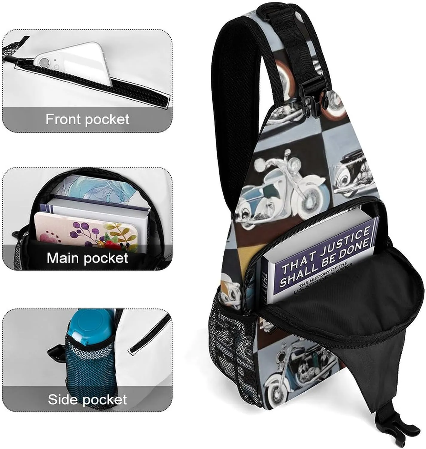 Men & Women Gym Crossbody Sack Satchel Outdoor Hiking Bag, Biker For Life Motorcycle Art Sling Backpack Rucksack for Outdoors Running Climbing - Handy Tote Bags