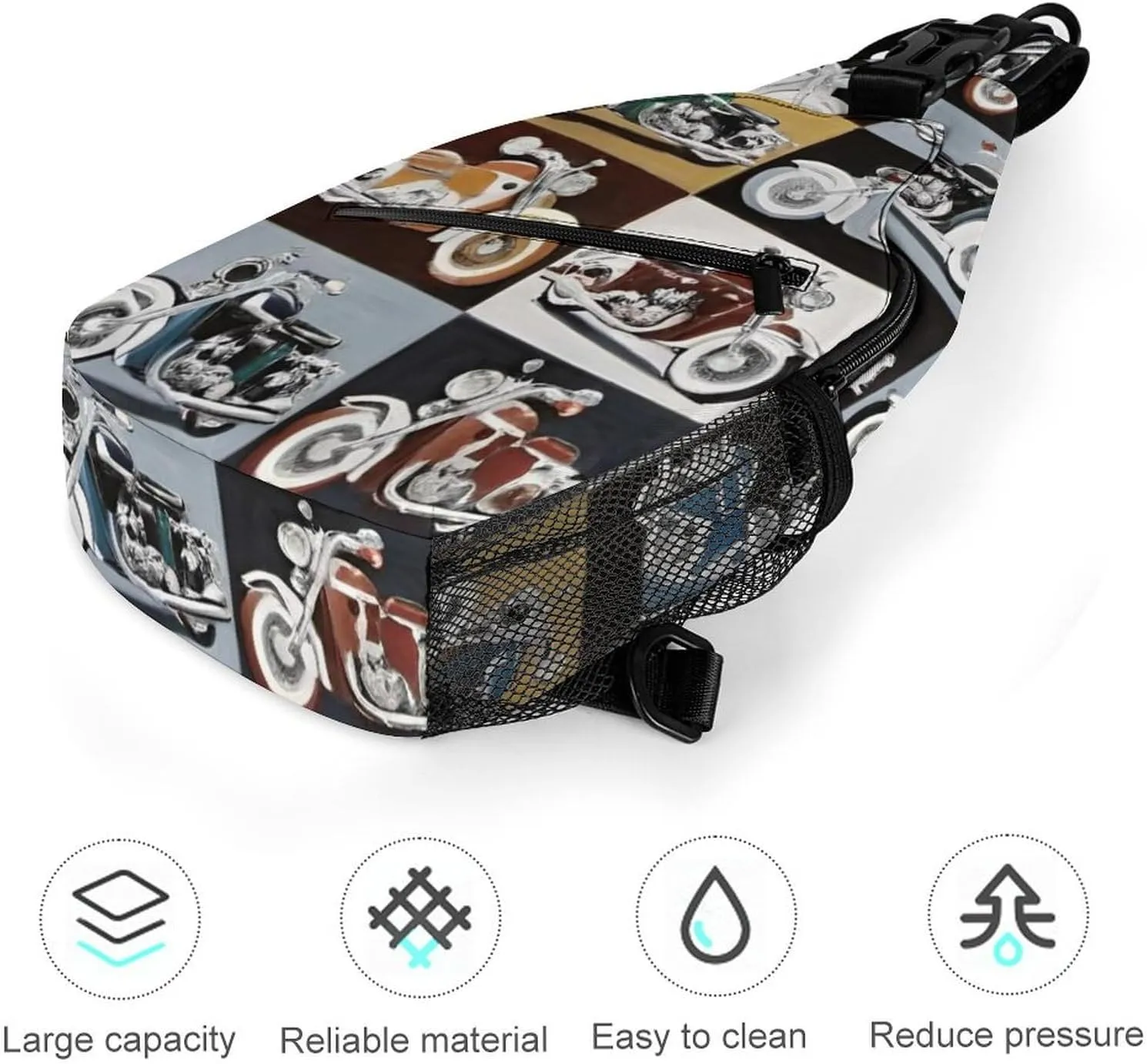 Men & Women Gym Crossbody Sack Satchel Outdoor Hiking Bag, Biker For Life Motorcycle Art Sling Backpack Rucksack for Outdoors Running Climbing - Handy Tote Bags
