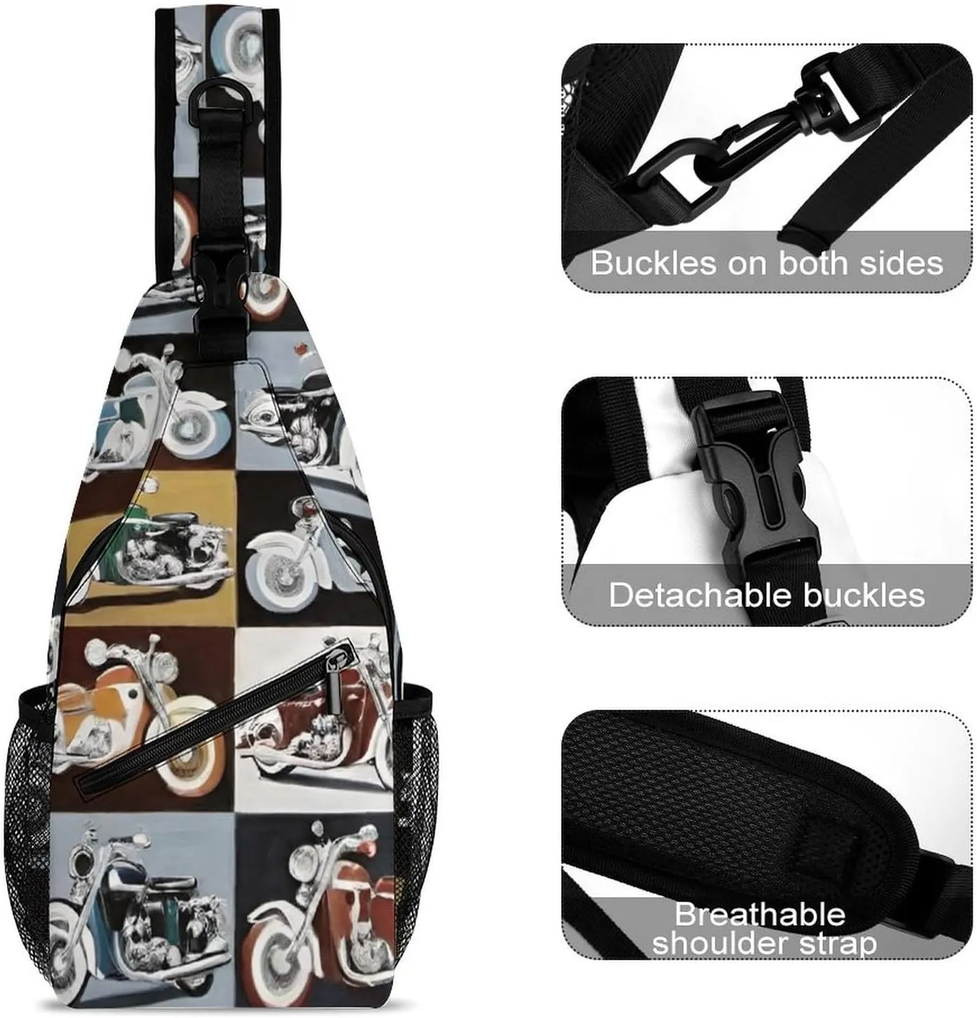 Men & Women Gym Crossbody Sack Satchel Outdoor Hiking Bag, Biker For Life Motorcycle Art Sling Backpack Rucksack for Outdoors Running Climbing - Handy Tote Bags