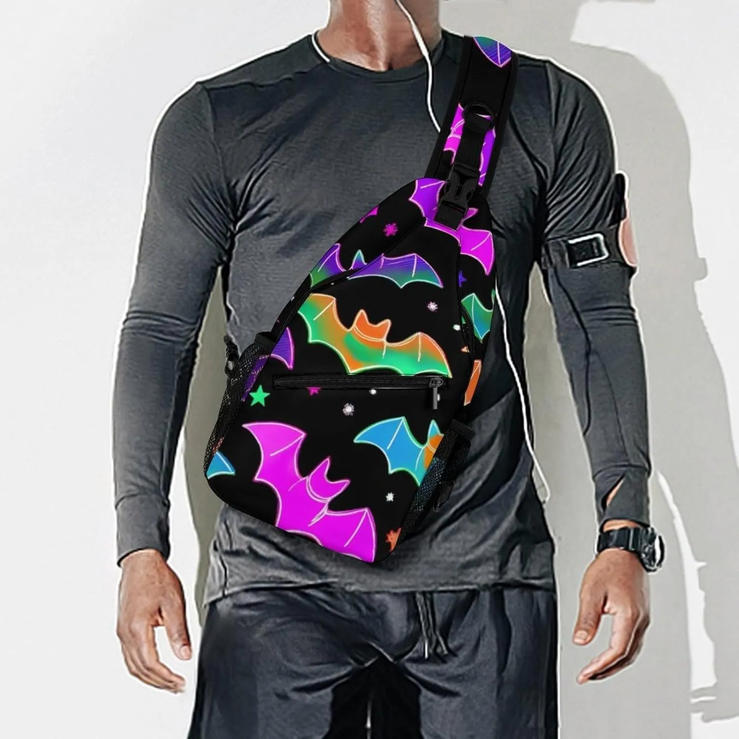 Men & Women Sling Shoulder Backpack Outdoor Sport Daypack Travel Bag - Anti-Theft Multipurpose Tote Bags, Halloween Goth Gothic Moon Star Triangle Sling Shoulder Backpacks Bag