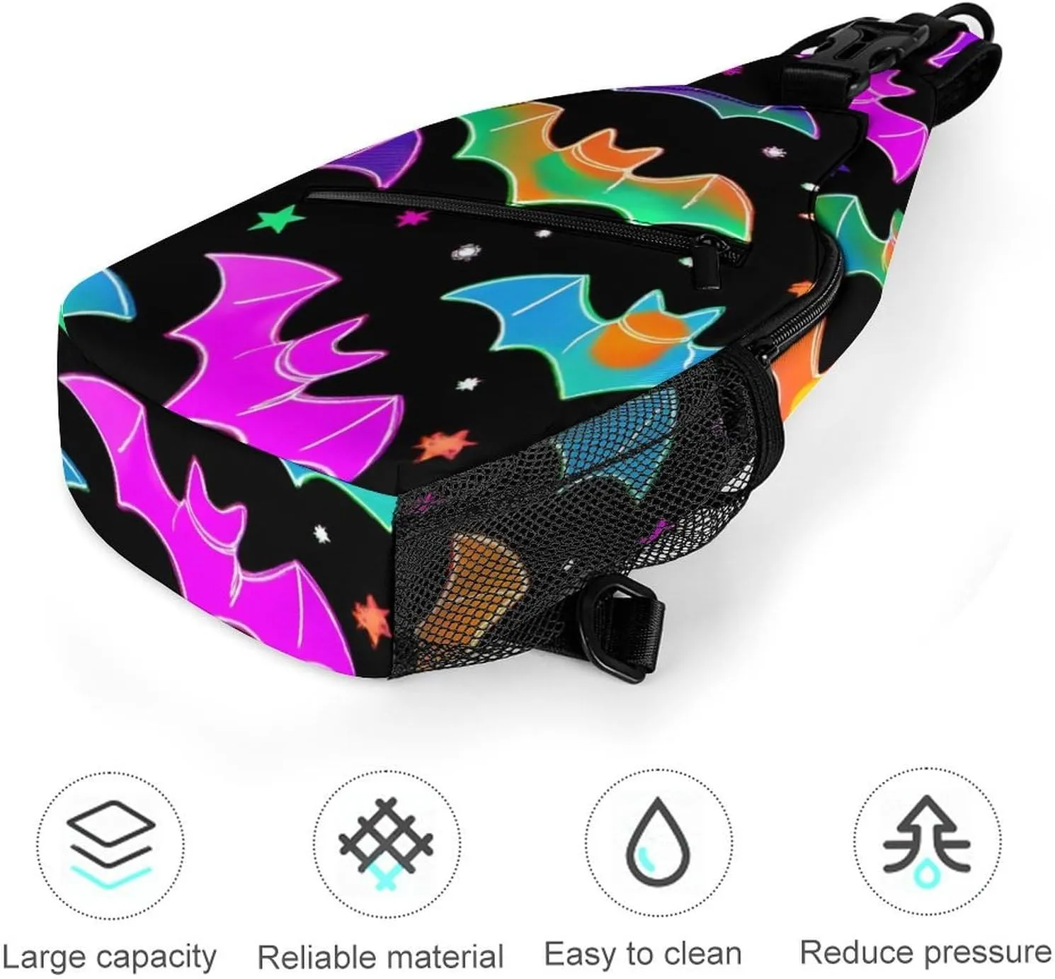 Men & Women Sling Shoulder Backpack Outdoor Sport Daypack Travel Bag - Anti-Theft Multipurpose Tote Bags, Halloween Goth Gothic Moon Star Triangle Sling Shoulder Backpacks Bag
