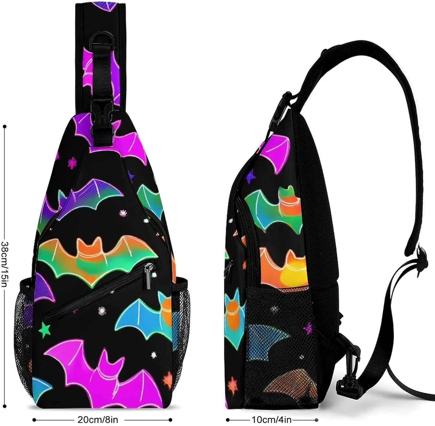 Men & Women Sling Shoulder Backpack Outdoor Sport Daypack Travel Bag - Anti-Theft Multipurpose Tote Bags, Halloween Goth Gothic Moon Star Triangle Sling Shoulder Backpacks Bag