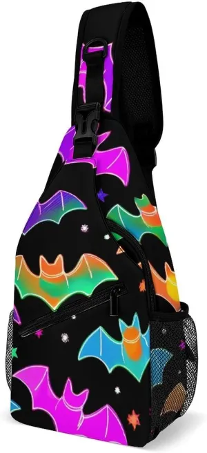 Men & Women Sling Shoulder Backpack Outdoor Sport Daypack Travel Bag - Anti-Theft Multipurpose Tote Bags, Halloween Goth Gothic Moon Star Triangle Sling Shoulder Backpacks Bag