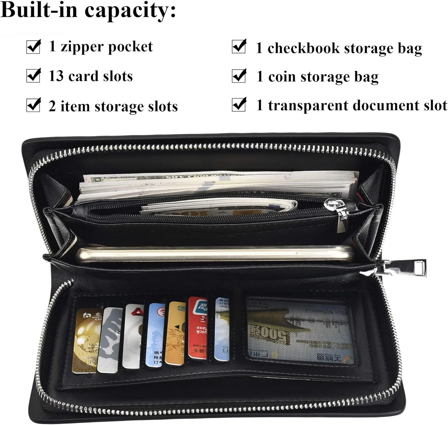 Men Clutch Bag Genuine Leather Wallet Long Purse Business Card Holder Case…