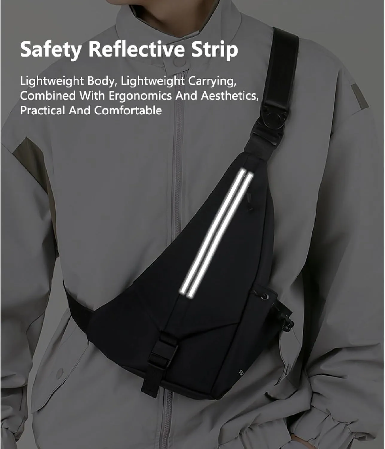 Men Crossbody Bag Sling Waterproof Shoulder Bag Travel Hiking Chest Bag Daypack(Gray)