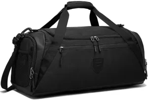 Men Gym Bag, Waterproof Sports Duffle Bag 45L with Shoe Compartment & Wet Pocket for Travel/Workout/Getaway/Dance (Black - 45L)