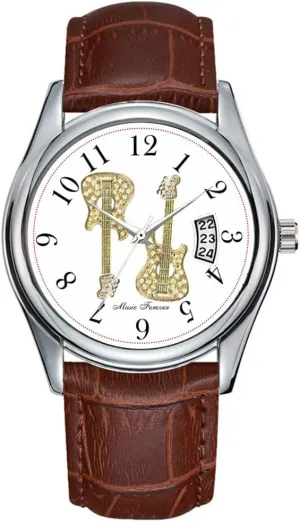 Men Watch Casual Waterproof Quartz Watches Clock Date Classic Business Brown Leather Christmas Wristwatch Gold Guitar Watches