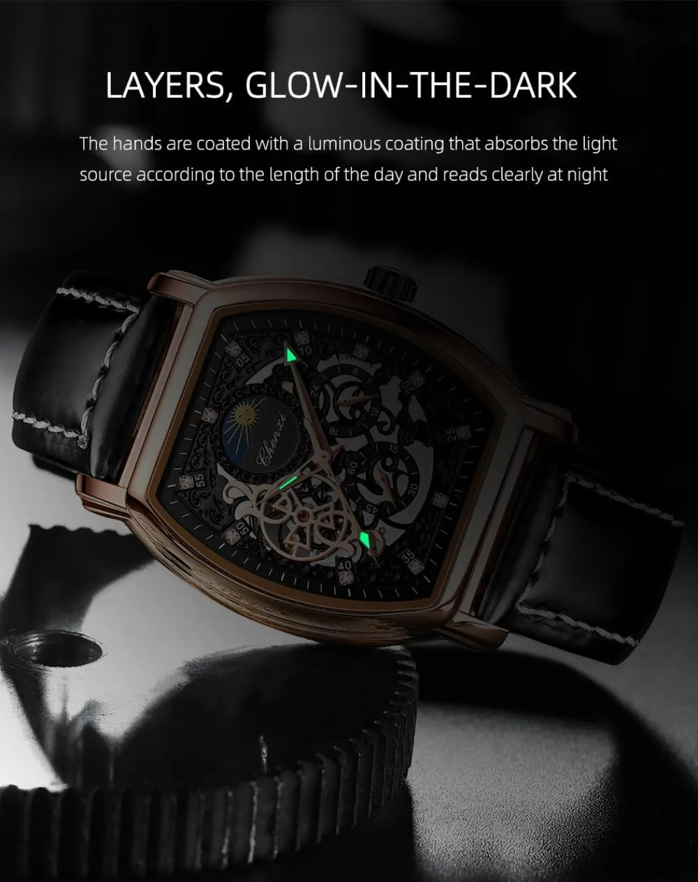 Men Watches Automatic Mechanical Watch Business Date Clock Mechanical Tourbillon Fashion Leather Watches for Men