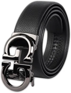 Men&Womens Leather Dress Belt Business Automatic Buckle Belt Color:Black Silver Gold