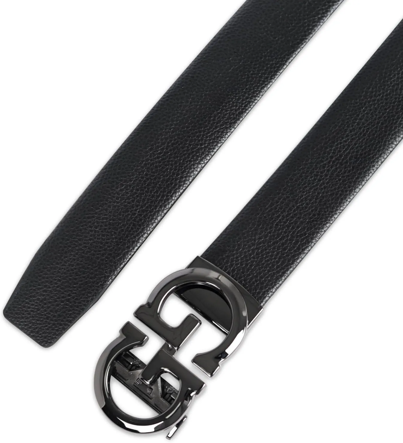Men&Womens Leather Dress Belt Business Automatic Buckle Belt Color:Black Silver Gold