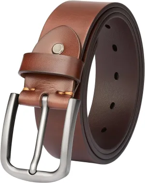 Men's 1.5" Everyday Leather Belt Solid Leather for Work Business and Casual