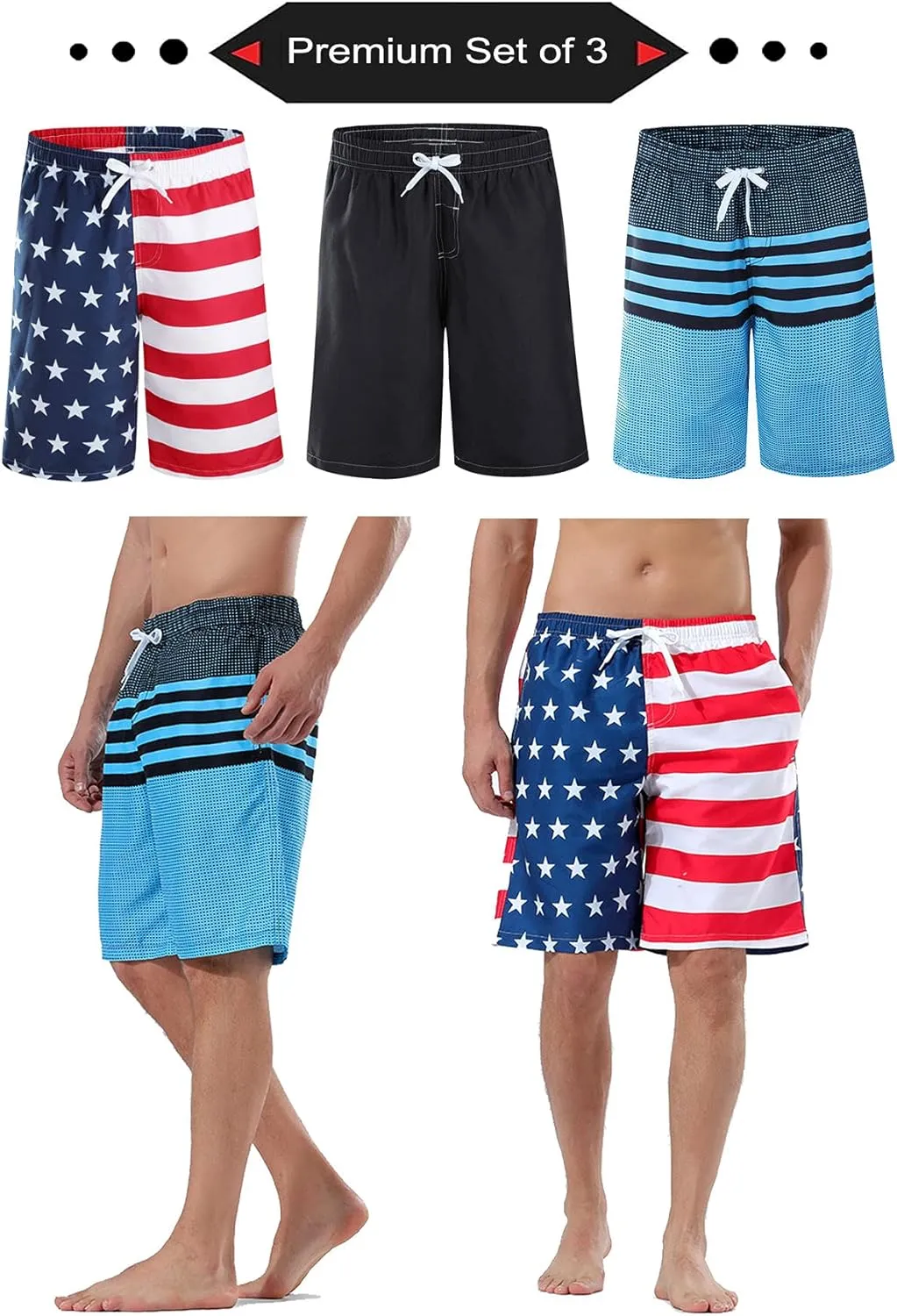 Men's 9" Quick Dry Swim Trunks with Mesh Lining and Cargo Pockets, Beach Shorts Bathing Suits
