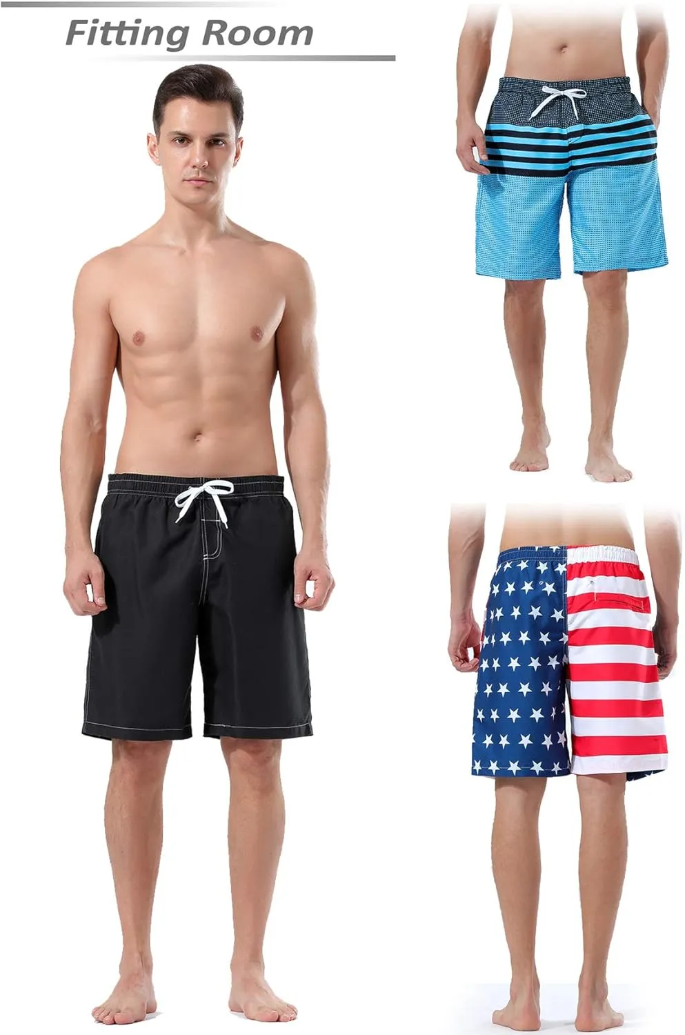 Men's 9" Quick Dry Swim Trunks with Mesh Lining and Cargo Pockets, Beach Shorts Bathing Suits