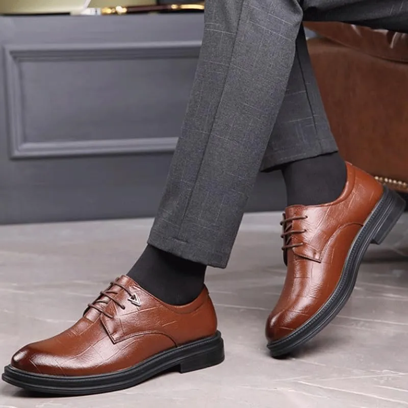 Men's Alligator Crocodile Print Oxfords Fashion Lace Up Dress Shoes Classic Round Toe Lace Up Lug Sole Soft Bottom Business Work Shoes