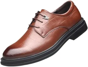 Men's Alligator Crocodile Print Oxfords Fashion Lace Up Dress Shoes Classic Round Toe Lace Up Lug Sole Soft Bottom Business Work Shoes