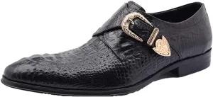 Men's Buckle Dress Shoes，Cowhide Business Leather Shoes Urban Walking Work Prom Office,Black- 40/UK 7/US 7.5