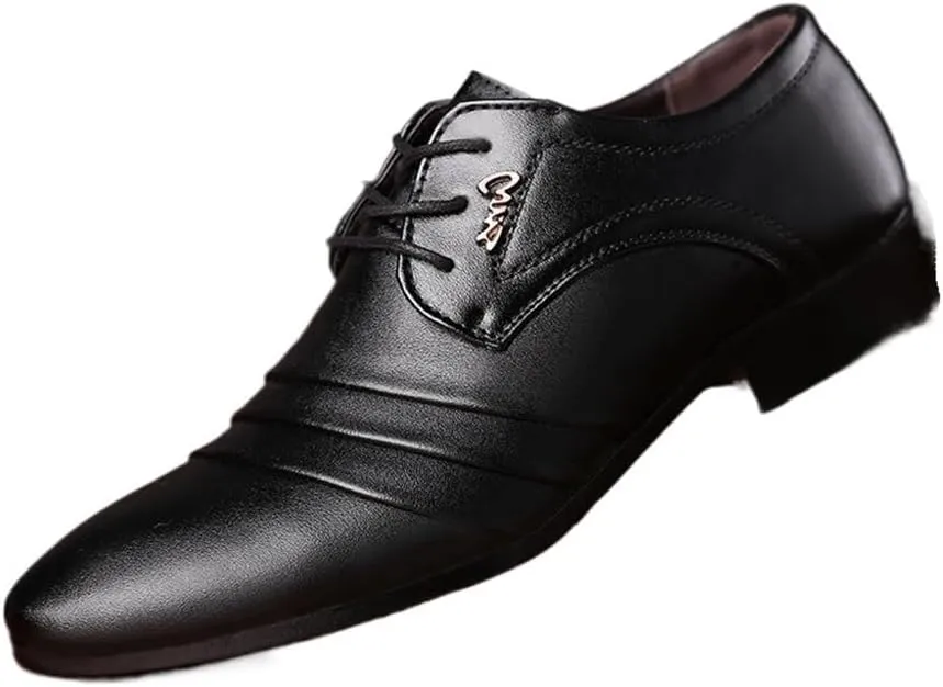 Men's Business Leather Shoes Pointed Toe Slip-on Casual Shoes Men's Wedding Shoes Oxfords(9.5)