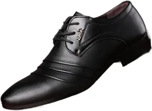 Men's Business Leather Shoes Pointed Toe Slip-on Casual Shoes Men's Wedding Shoes Oxfords(9.5)