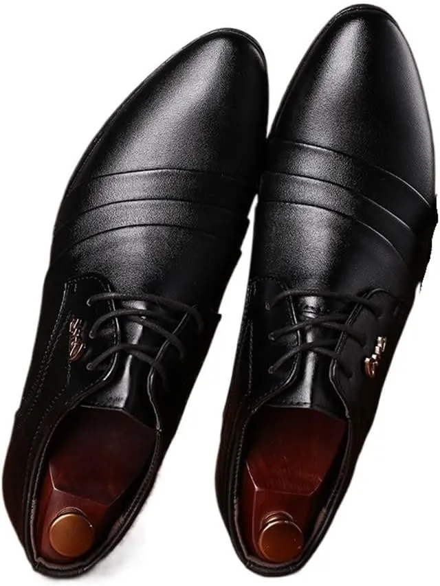 Men's Business Leather Shoes Pointed Toe Slip-on Casual Shoes Men's Wedding Shoes Oxfords(9.5)