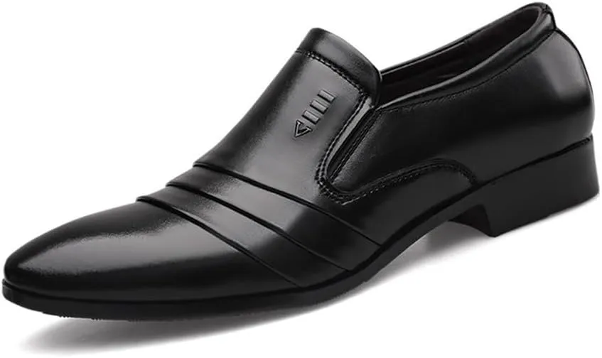 Men's Business Leather Shoes Pointed Toe Slip-on Casual Shoes Men's Wedding Shoes Oxfords(9.5)