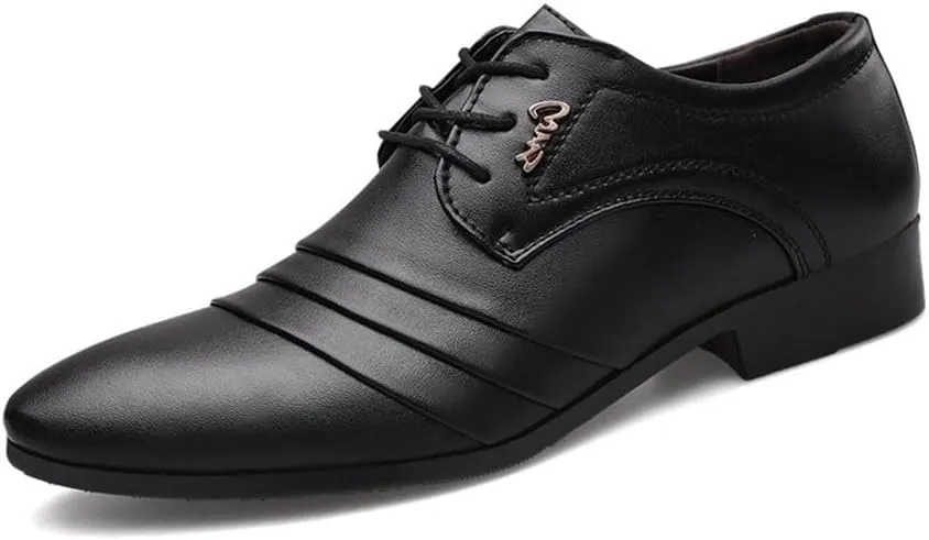 Men's Business Leather Shoes Pointed Toe Slip-on Casual Shoes Men's Wedding Shoes Oxfords(9.5)