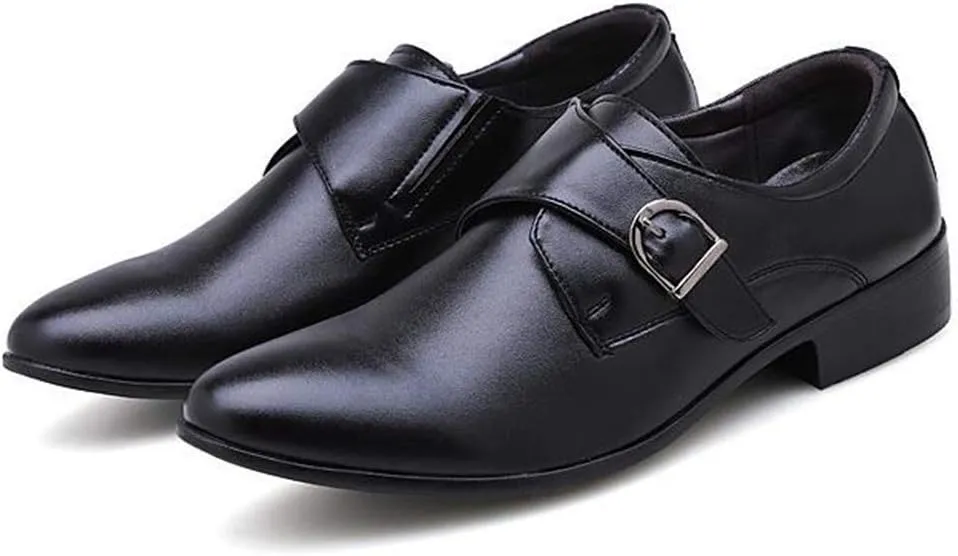 Men's Business Leather Shoes，Asakuchi Buckle Dress Shoes Modern Urban Work Office Formal Shoes,Black- 46/UK 11.5/US 12