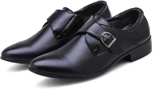 Men's Business Leather Shoes，Asakuchi Buckle Dress Shoes Modern Urban Work Office Formal Shoes,Black- 46/UK 11.5/US 12