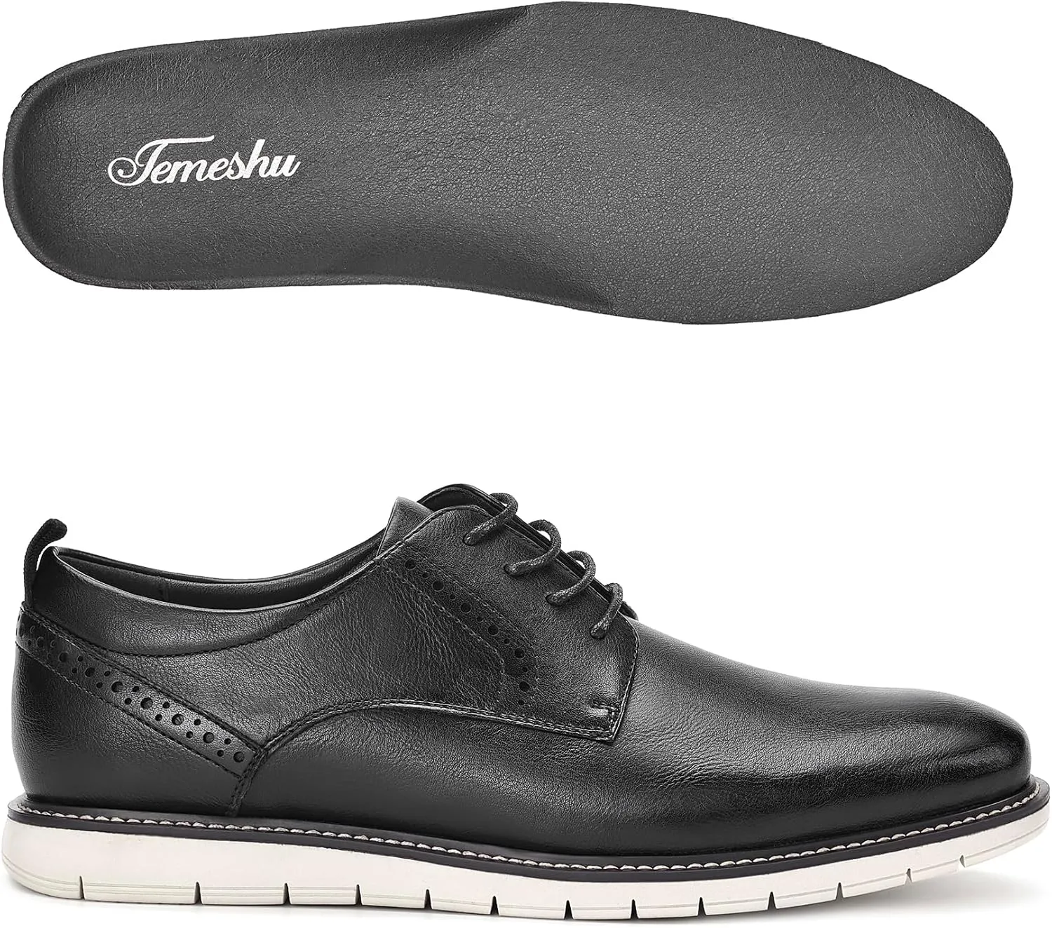 Men's Casual Oxfords Plain Toe Business Formal Dress Shoes Brown Black