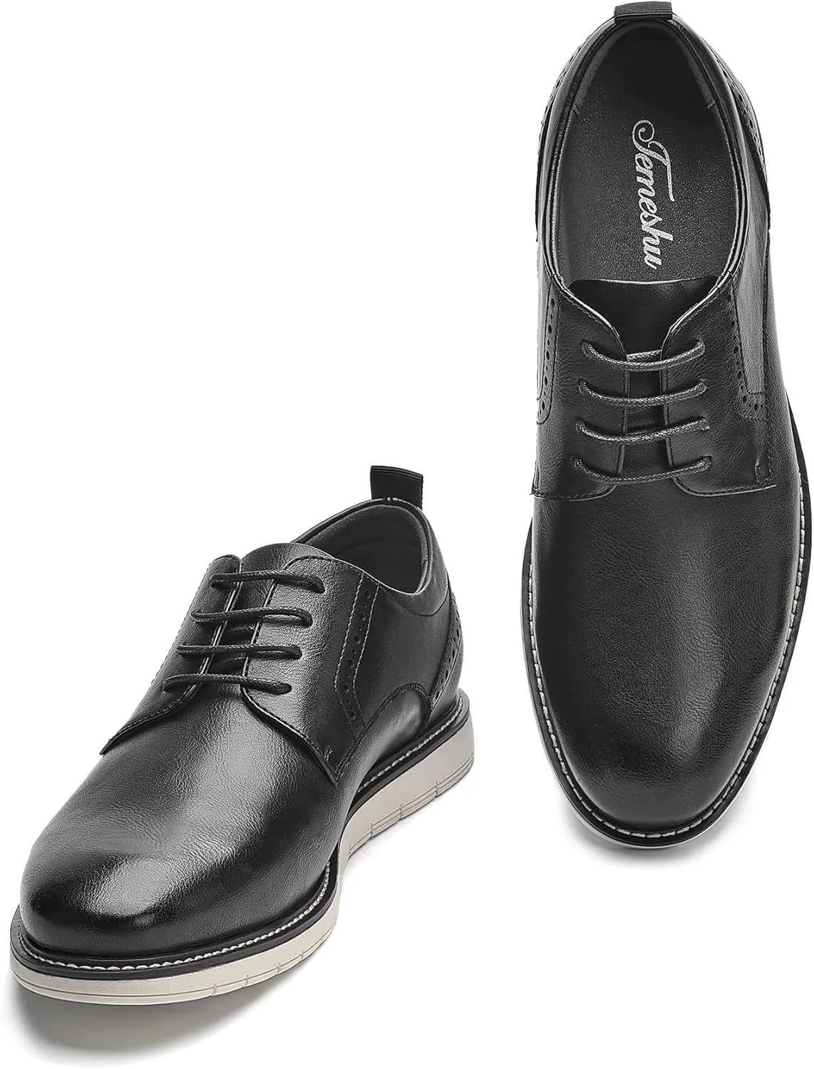 Men's Casual Oxfords Plain Toe Business Formal Dress Shoes Brown Black