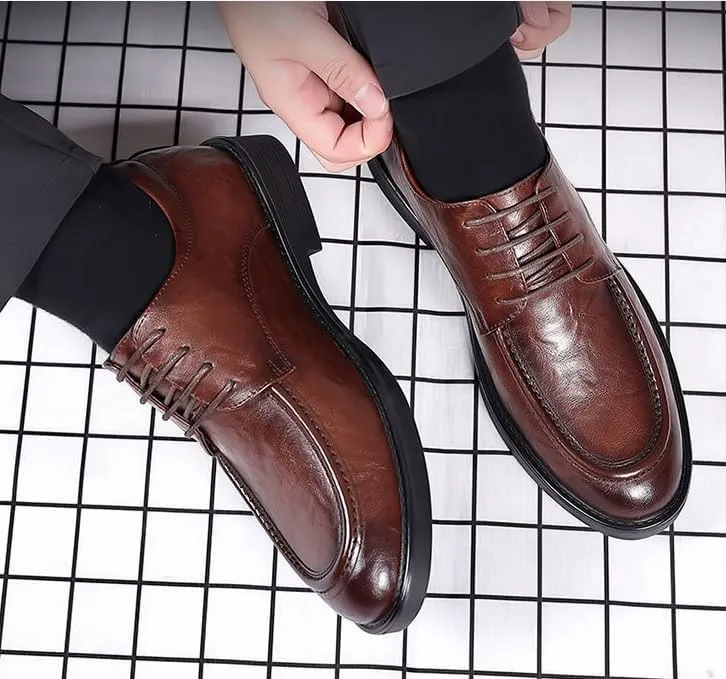Men's Classic Lace-Up Low Leather Dress Shoes Mens Business Wedding Formal Oxfords