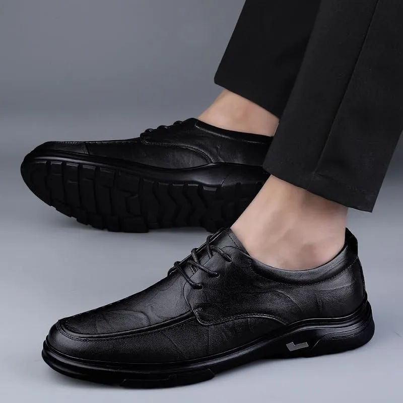 Men's Classic Retro Wingtip Dress Shoes Casual Lace-Up Comfortable Leather Shoes Daily Anti-Slip Low-Top Oxfords