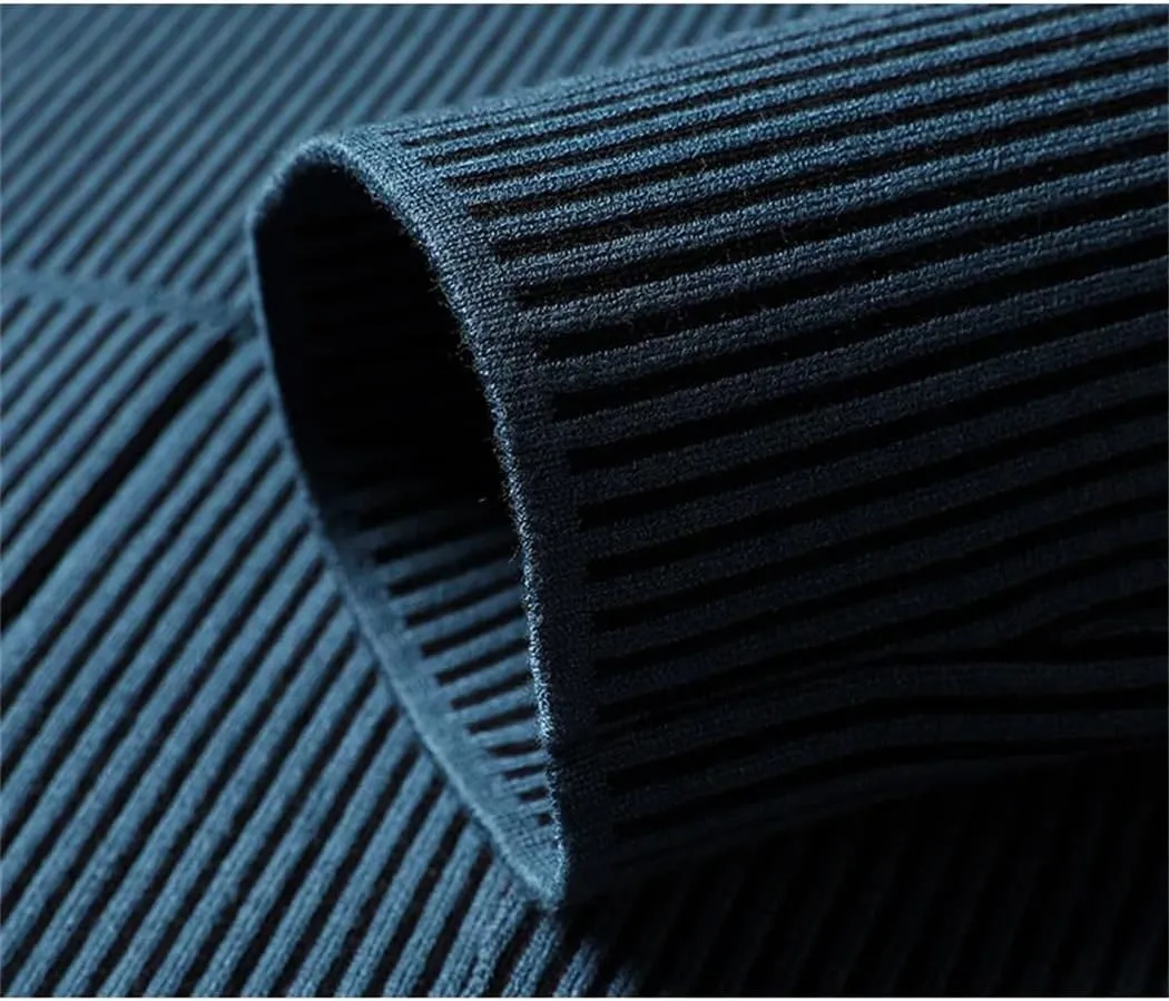 Mens Clothes Fashion Trendy Slim Fit Blazer Jackets Elegant Knitted Suit Men Striped Casual Coat