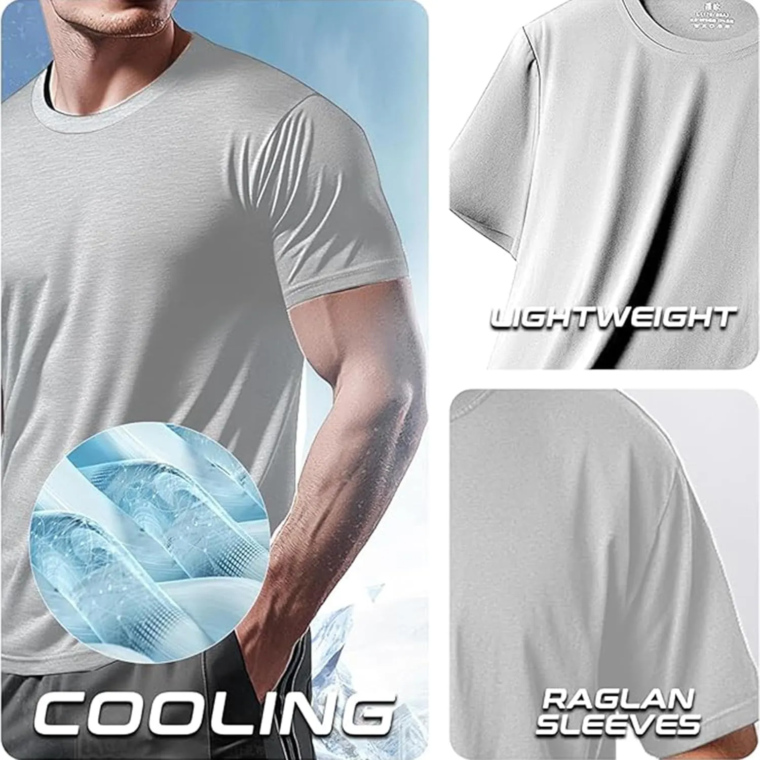 Men's Cooling Athletic Shirts Bamboo Viscose Anti Odor Moisture Wicking Workout Short Sleeve Lightweight Gym Tee