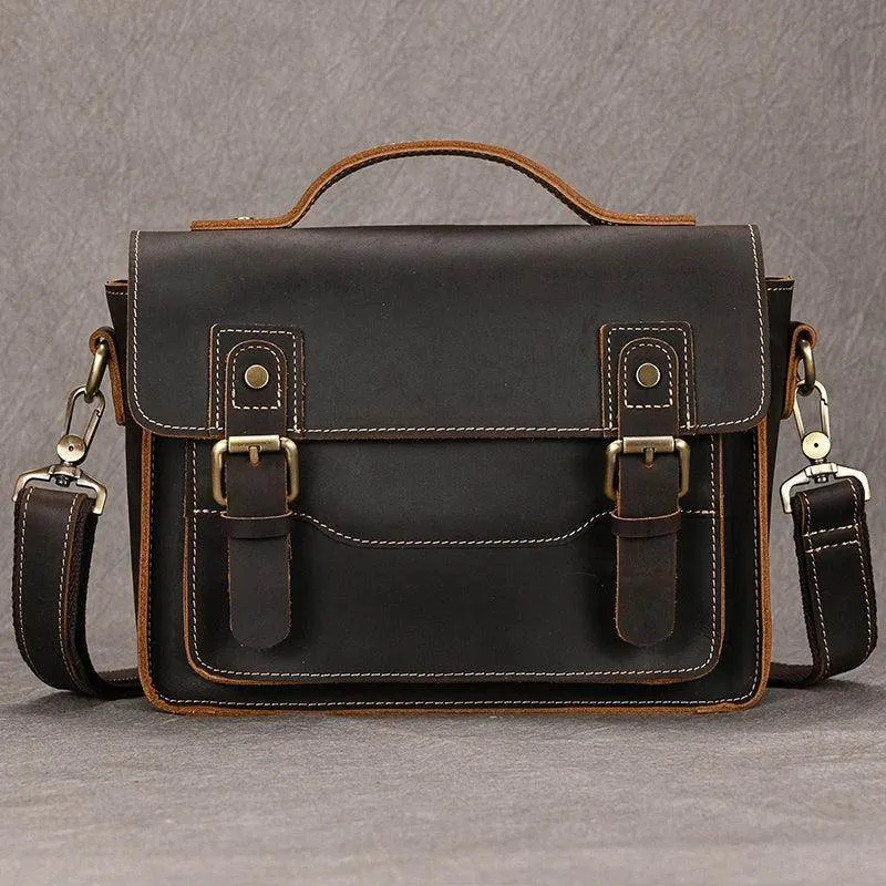 Mens Crossbody Bags Crazy Horse Vintage Leather Sling Bag