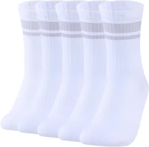 Mens Cushioned Crew Socks For Men, Sweat Wicking Gym Tennis Athletic Socks Mid Calf Casual Everyday Tube Socks