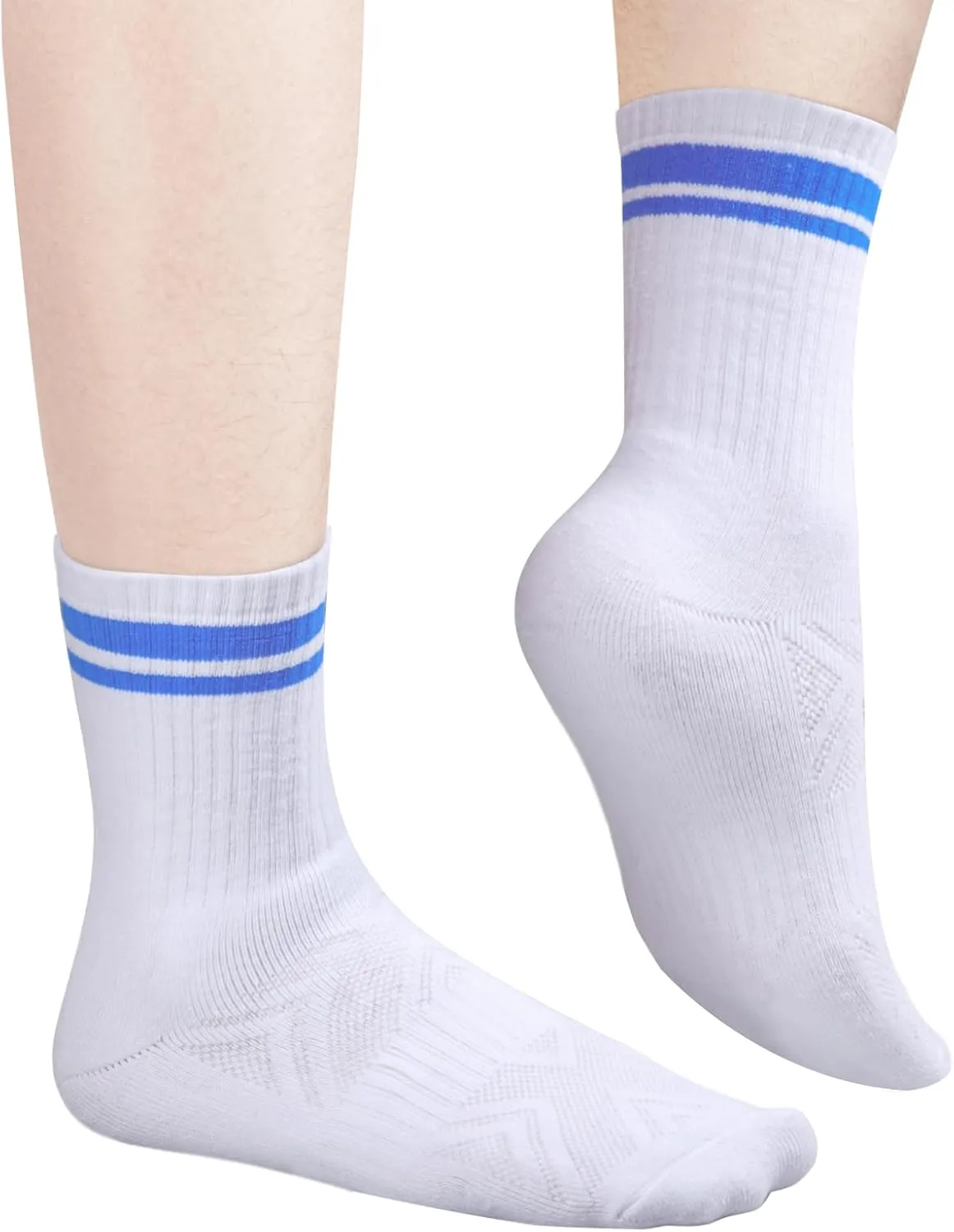 Mens Cushioned Crew Socks For Men, Sweat Wicking Gym Tennis Athletic Socks Mid Calf Casual Everyday Tube Socks