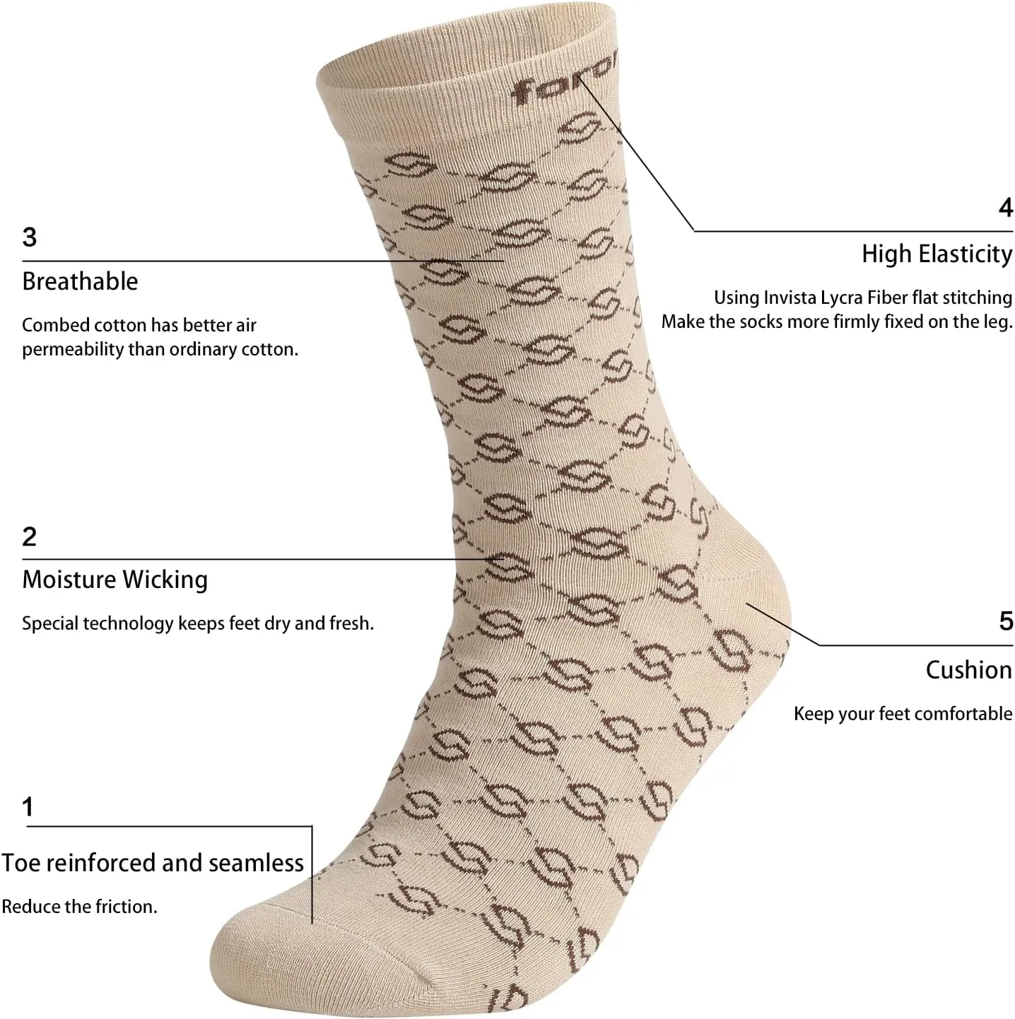 Mens Dress Socks 6 Pack Silver Anti Odor Combed Cotton Moisture Wicking Size 6-14