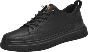Mens Invisible Height Increasing Sneakers Cowhide Leather Moccasin Lace Up Elevator Dress Shoes - Extra 1.96 Inches Taller