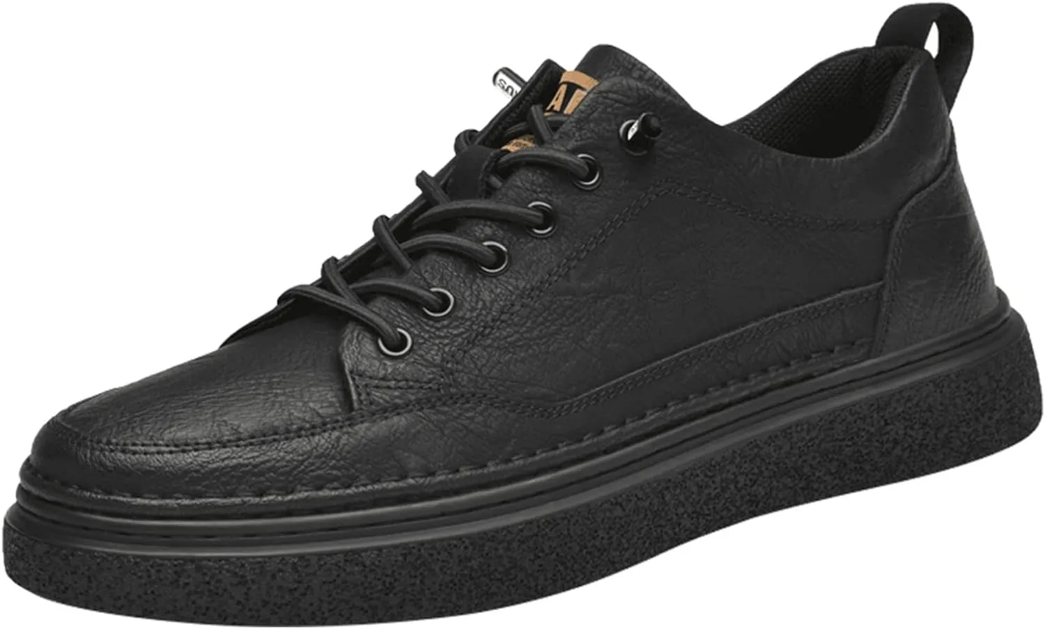Mens Invisible Height Increasing Sneakers Cowhide Leather Moccasin Lace Up Elevator Dress Shoes - Extra 1.96 Inches Taller